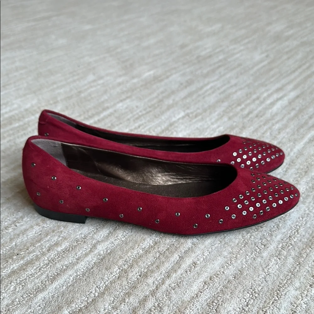 AGL Attilio Giusti Leombroni Suede Grommet Studded Ballet Flats Siz US 9 | EU 39
